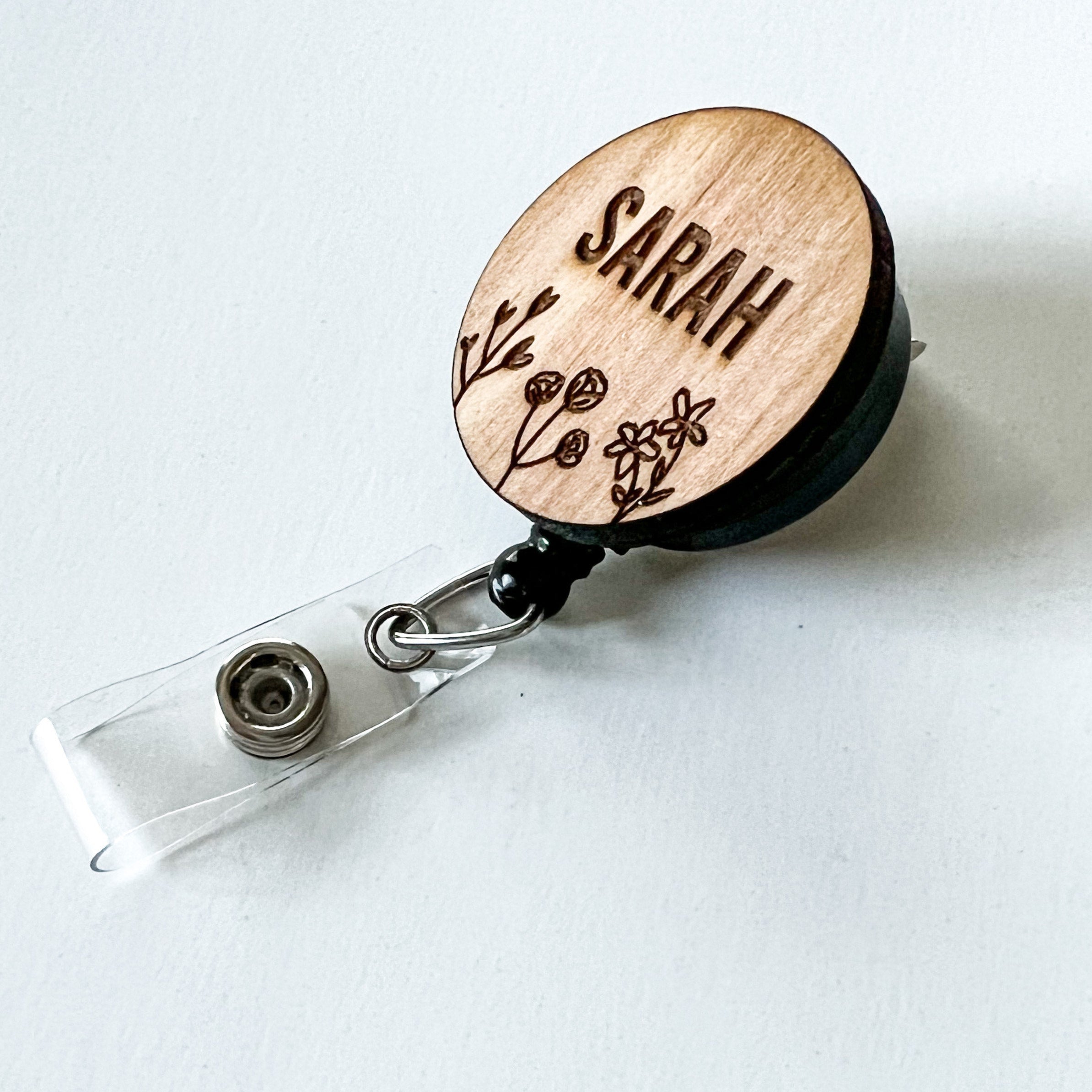 Wooden Badge Reel: Wildflowers - Personalize!