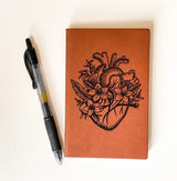 Leather Notebook: Floral Heart