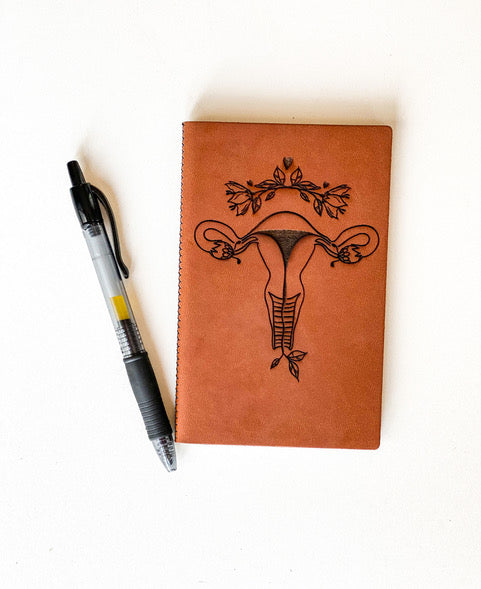 Leather Notebook: Floral Uterus