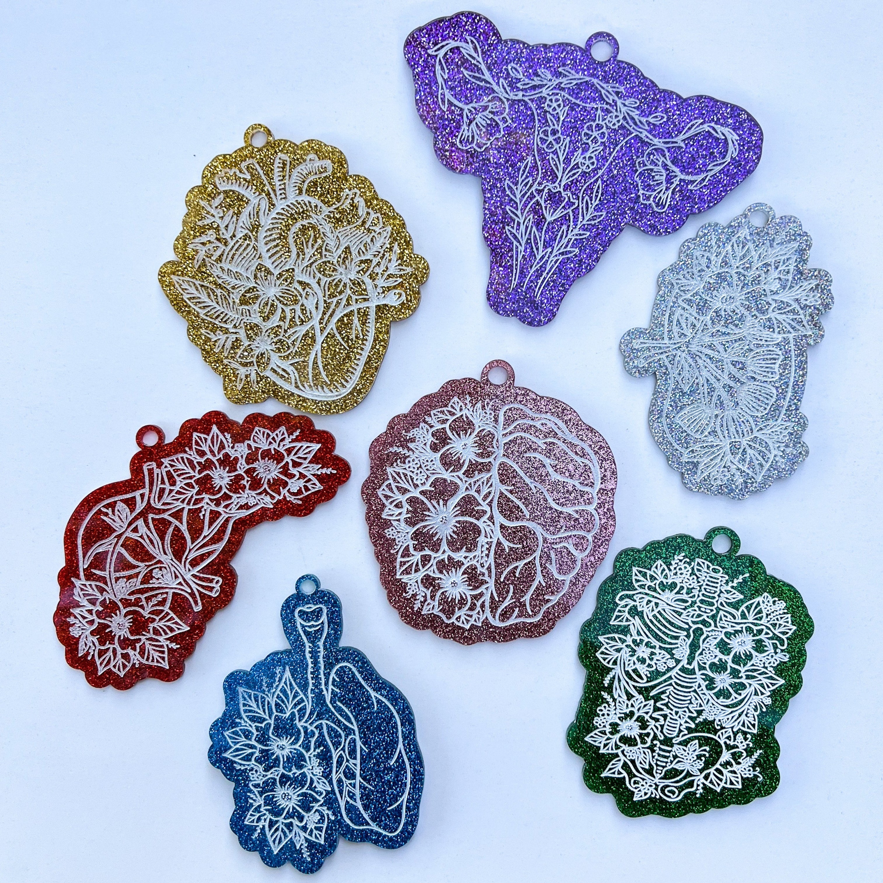 Ornament: Anatomical Organs - Glitter Acrylic Engraved
