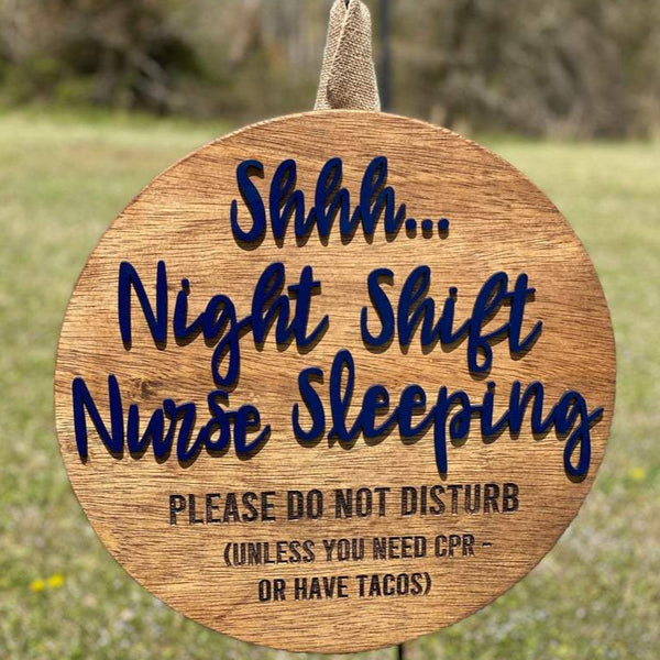 Door Hanger Sign: Shh... Night Shift Nurse Sleeping (Tacos)