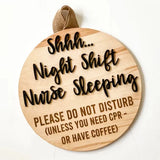 Door Hanger Sign: Nurse Sleeping (Coffee)