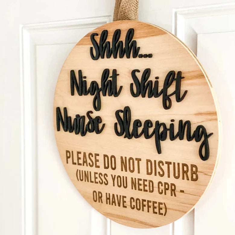 Door Hanger Sign: Nurse Sleeping (Coffee)