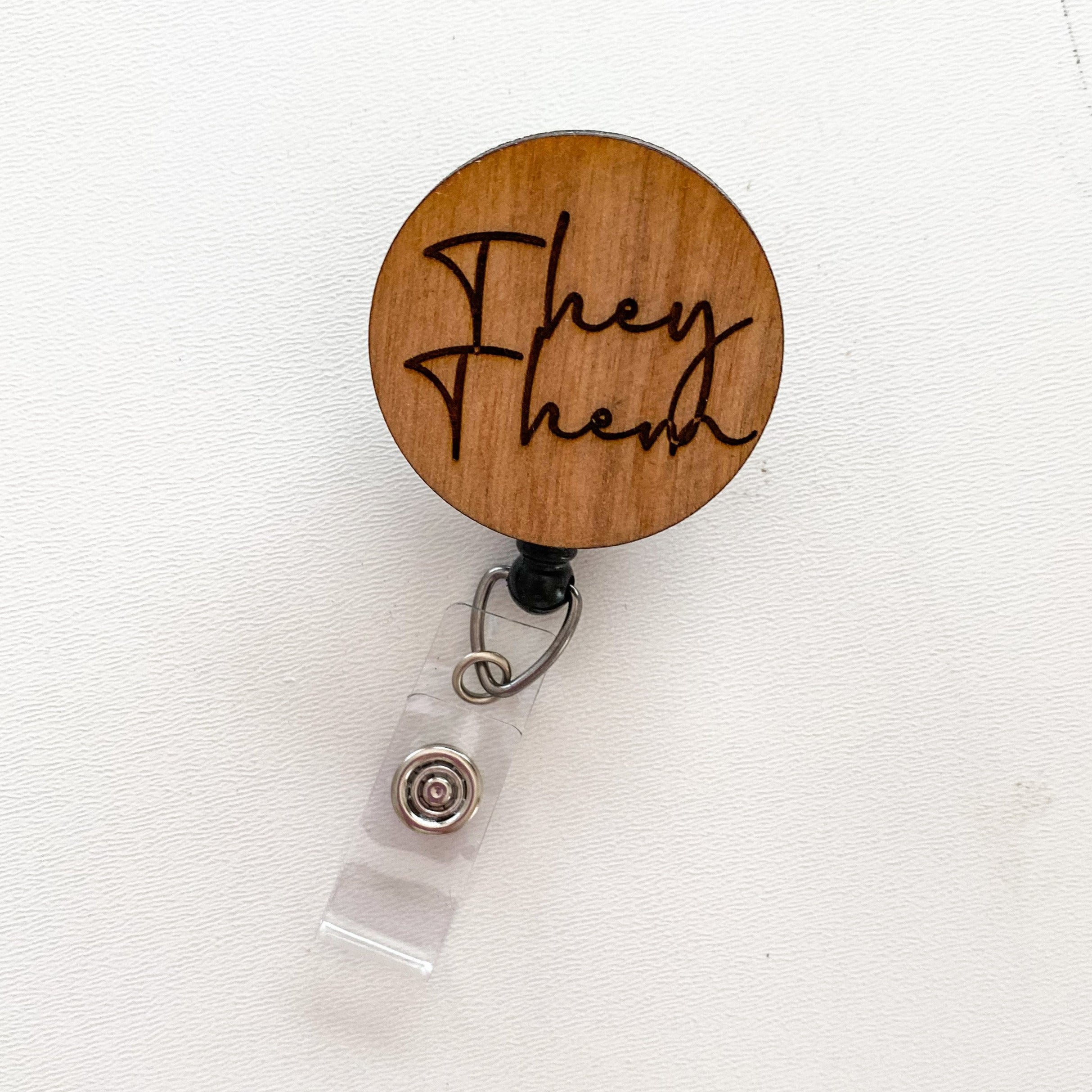 Wooden Badge Reel: They/Them
