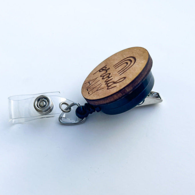 Wooden Badge Reel: Proud Ally