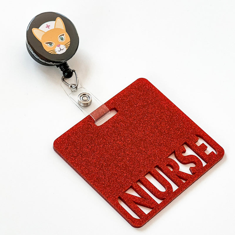 Custom Glitter ID Badge Reel & Badge Buddy, Acrylic RN Badge Reel & Card  Holder, X