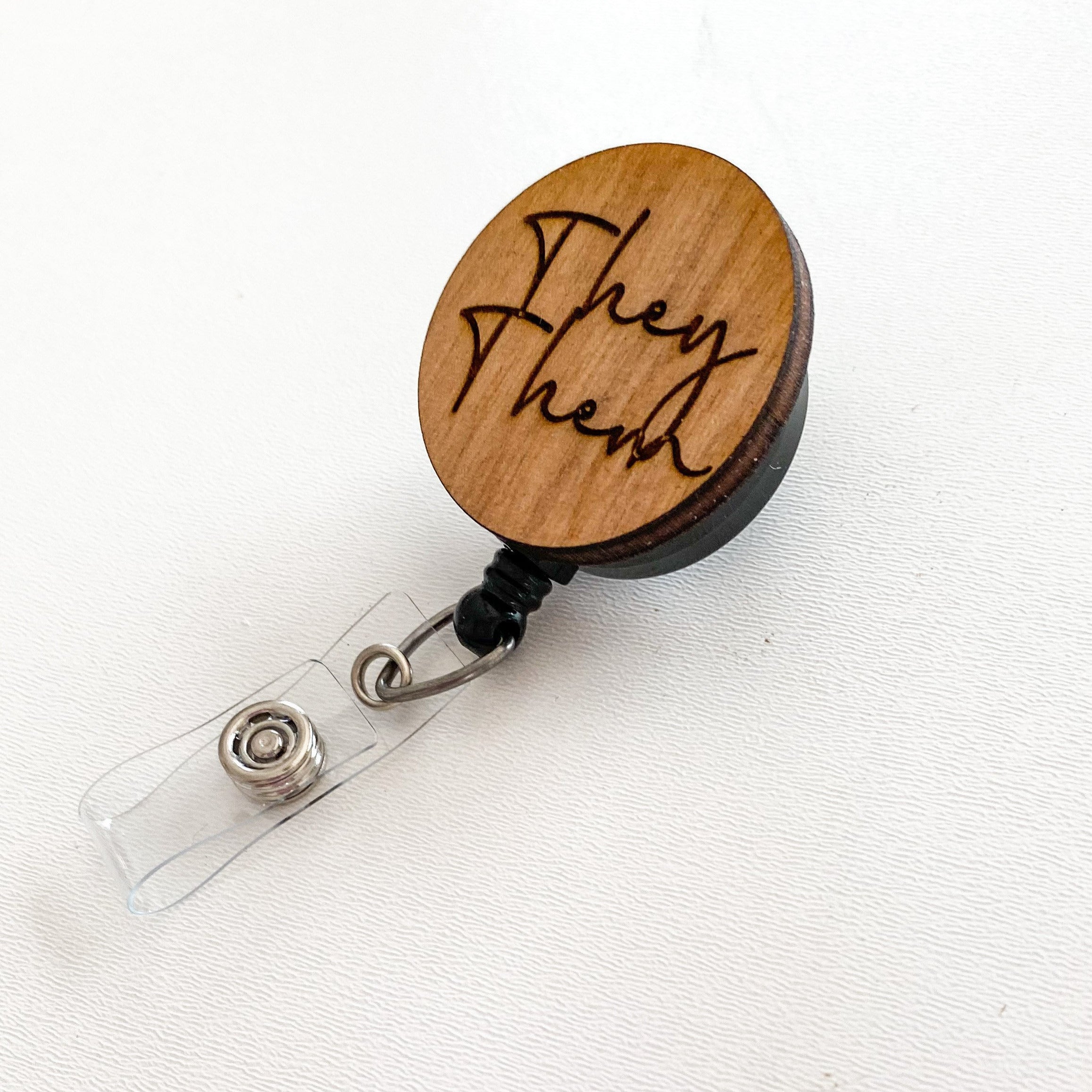 Wooden Badge Reel: They/Them