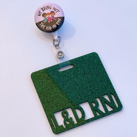 Custom Glitter ID Badge Reel & Badge Buddy, Acrylic RN Badge Reel