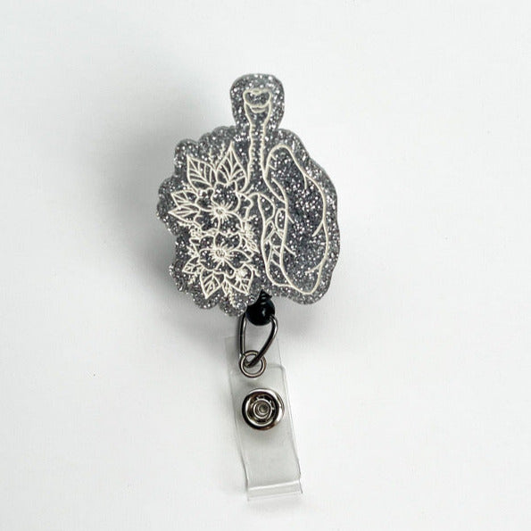 Glitter Badge Reel: Floral Lungs