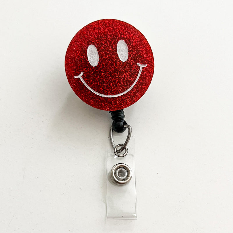 Glitter Badge Reel: Smiley Face – snarkynurses