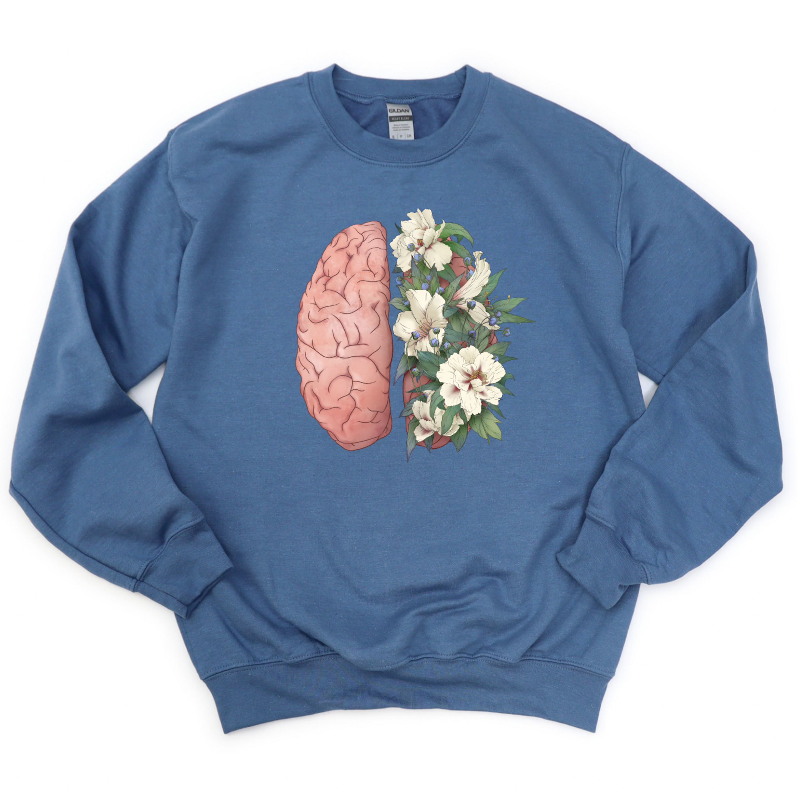 Sweatshirt: Floral Anatomical Brain