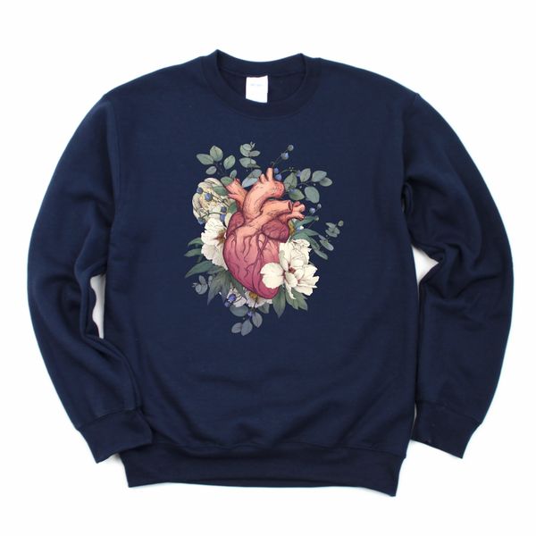 Sweatshirt: Floral Anatomical Heart