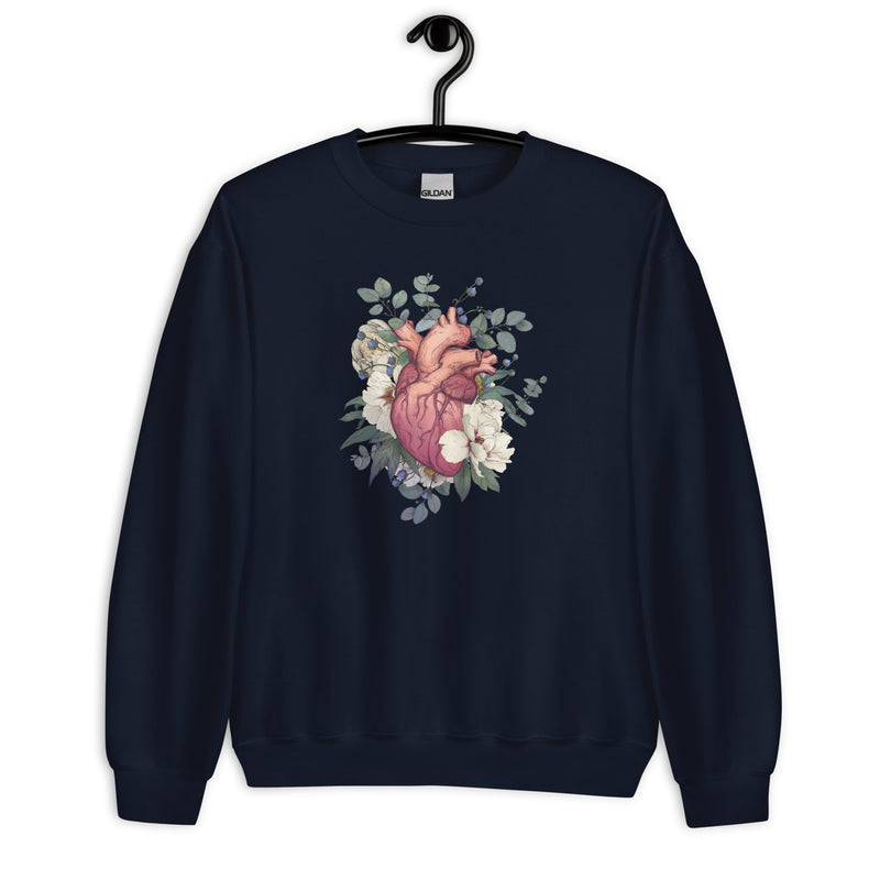 Sweatshirt: Floral Anatomical Heart