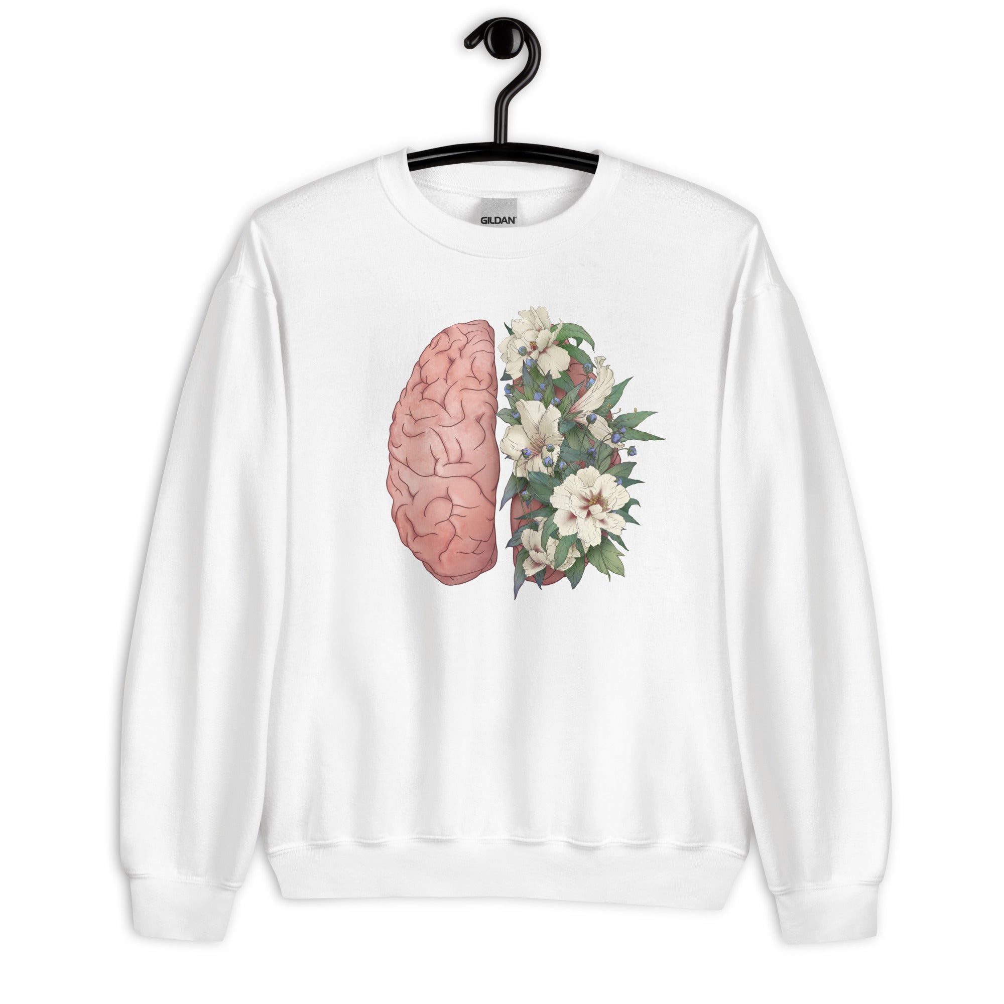 Sweatshirt: Floral Anatomical Brain