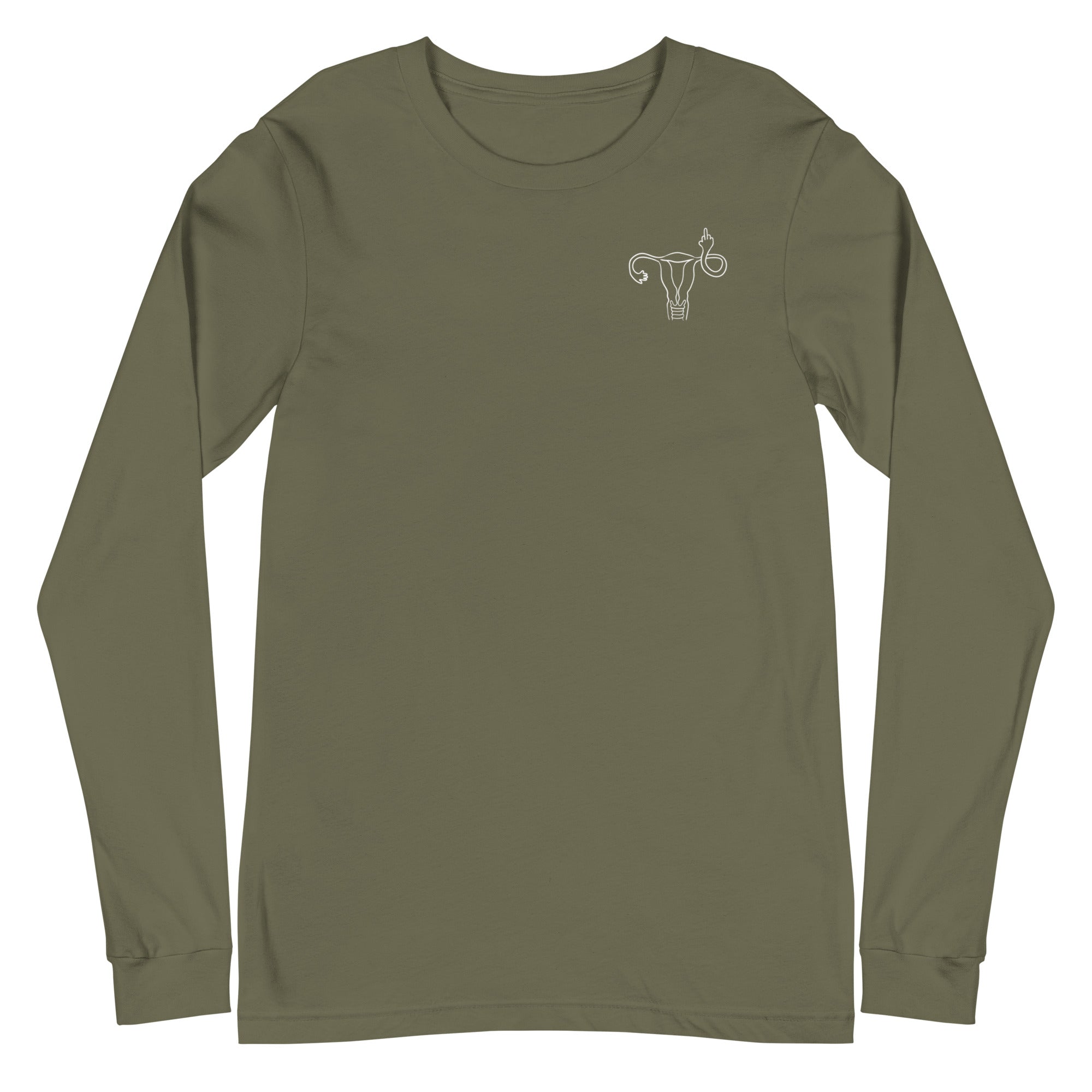 Middle Finger Uterus - Left Chest - Long Sleeve