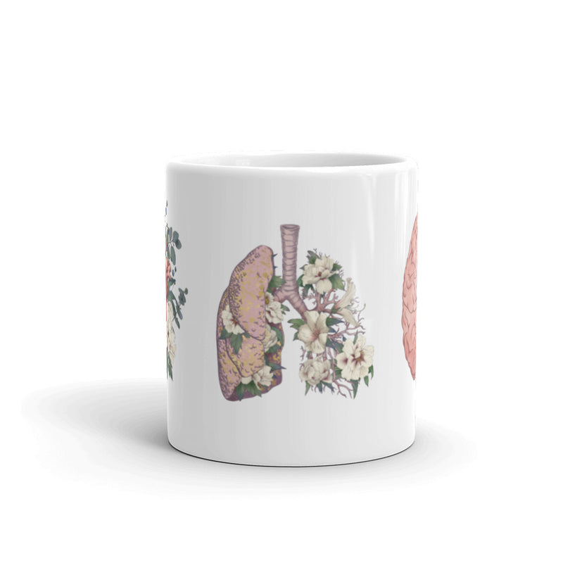 Mug: Floral Heart, Lungs, Brain